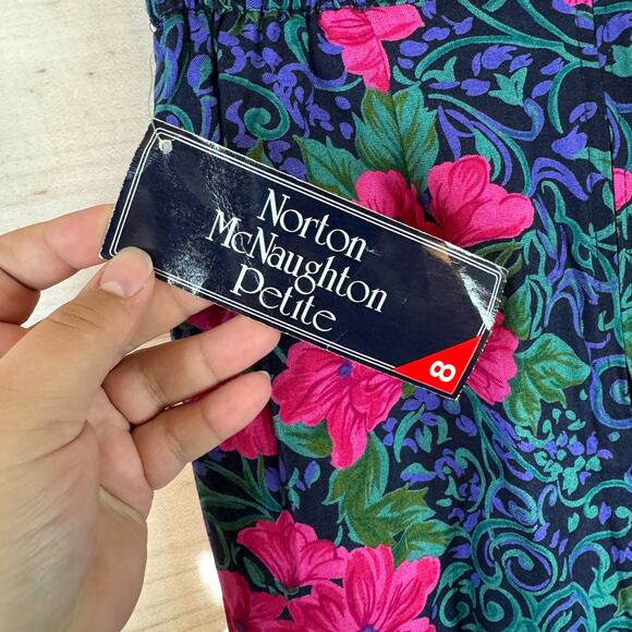 Vintage Norton McNaughton Floral Print Pleated Skirt Size 8P - Picture 6 of 8